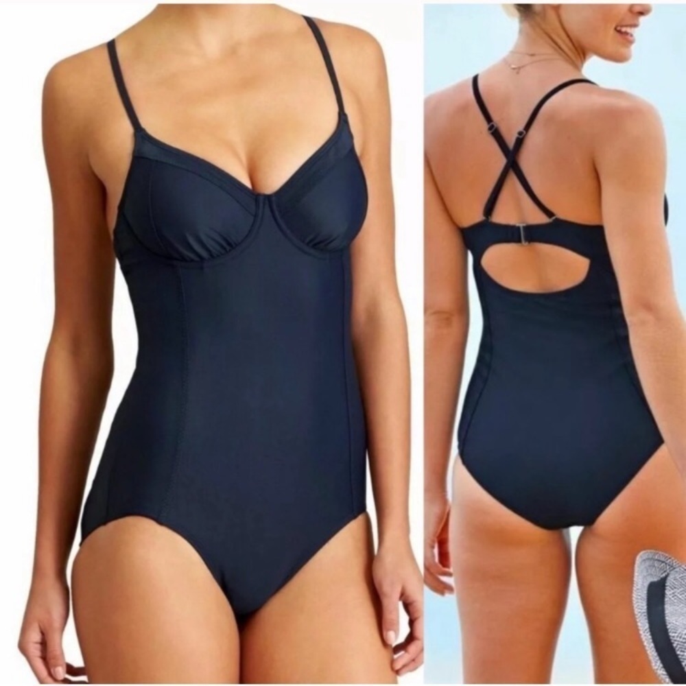 Elegant Black Women's One-Piece Swimsuit